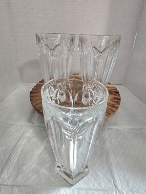 Set Of 3 LENOX Butterfly Meadow Highball Water Iced Tea Glasses Crystal 6.5".